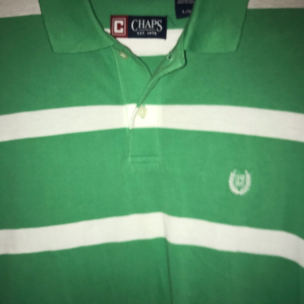 Chaps polo green with white stripes men shirt